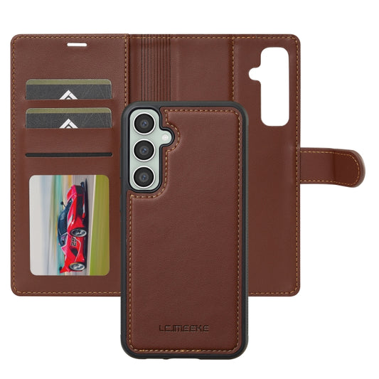 For Samsung Galaxy A35 5G LC.IMEEKE L2 Series Detachable Magsafe PU Phone Case with Lanyard(Brown) by LC.IMEEKE