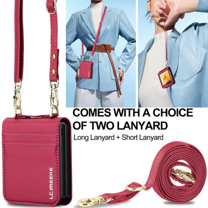 For Samsung Galaxy Z Flip5 LC.IMEEKE L1 Series Frosted Fine Texture PU Phone Case with Lanyard(Red) by LC.IMEEKE