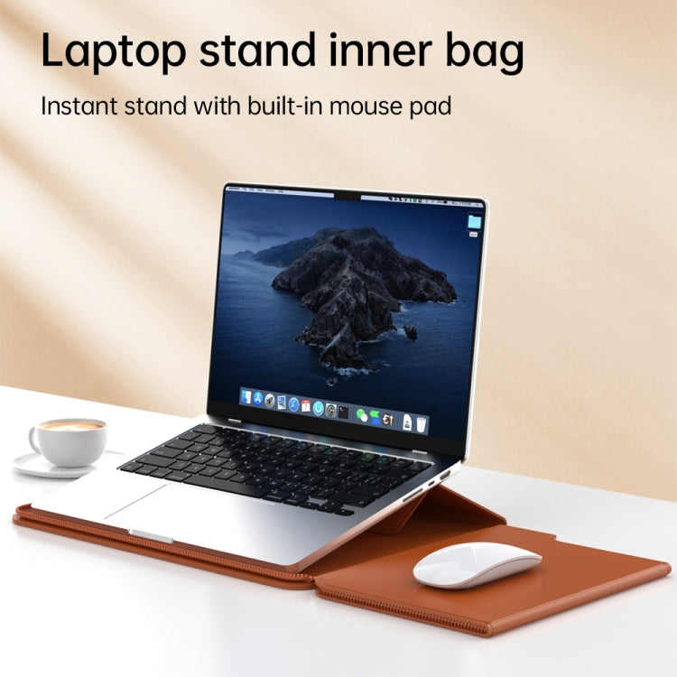 Multifunctional Laptop PU Magnetic Stand Split Liner Bag with Mouse Pad Function, Size:15 inch(Rose Gold) by bashfashion