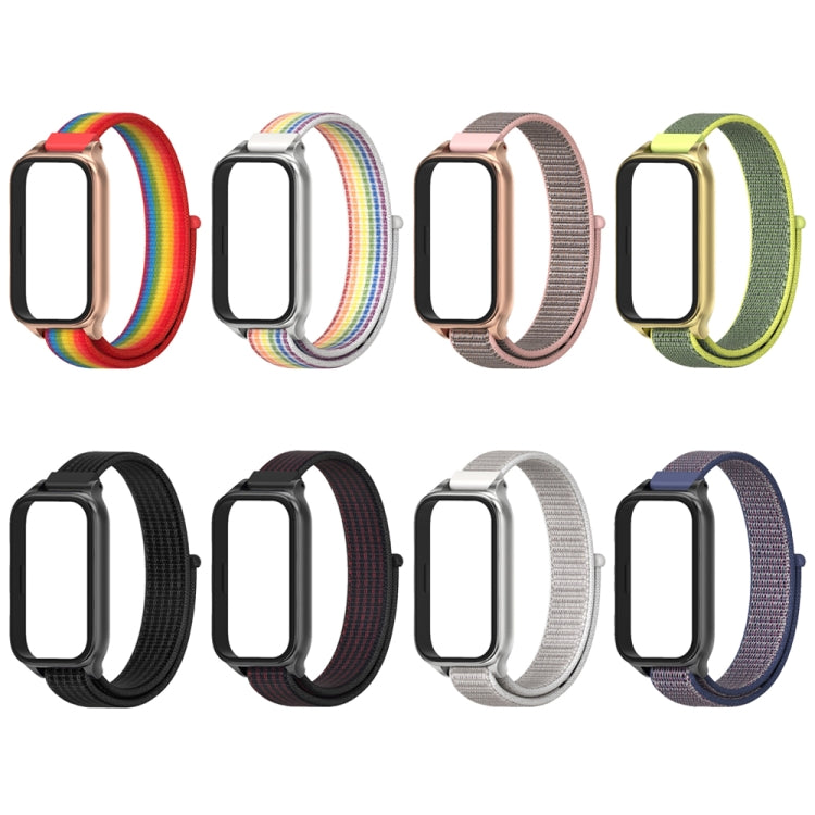 For Xiaomi Smart Band 9 Active / Redmi Band 3 Mijobs Metal Shell Nylon Loop Watch Band(Sea Shell Silver) by MIJOBS