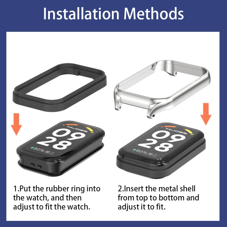 For Xiaomi Smart Band 9 Active / Redmi Band 3 Mijobs Metal Shell Nylon Loop Watch Band(Sea Shell Silver) by MIJOBS