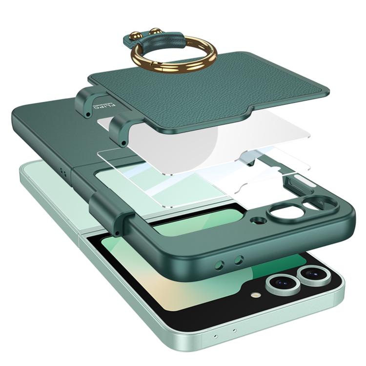 For Samsung Galaxy Z Flip6 / Flip7 FE GKK Ultra-thin Makeup Full Coverage Phone Case with Ring Holder(Black) by GKK