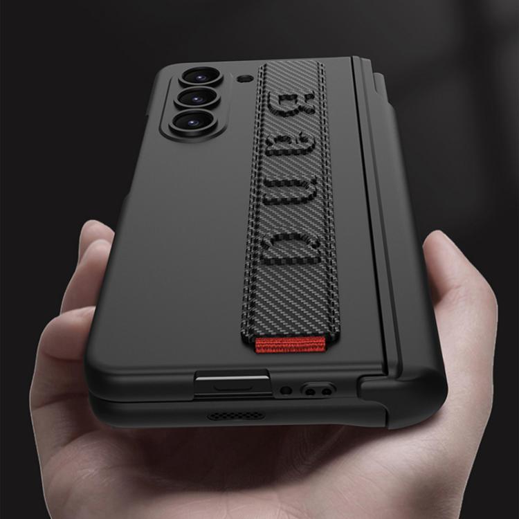 For Samsung Galaxy Z Fold6 GKK Integrated Magnetic Folding Hinge Phone Case with Wrist Strap & Pen Holder(Carbon Fiber) by GKK