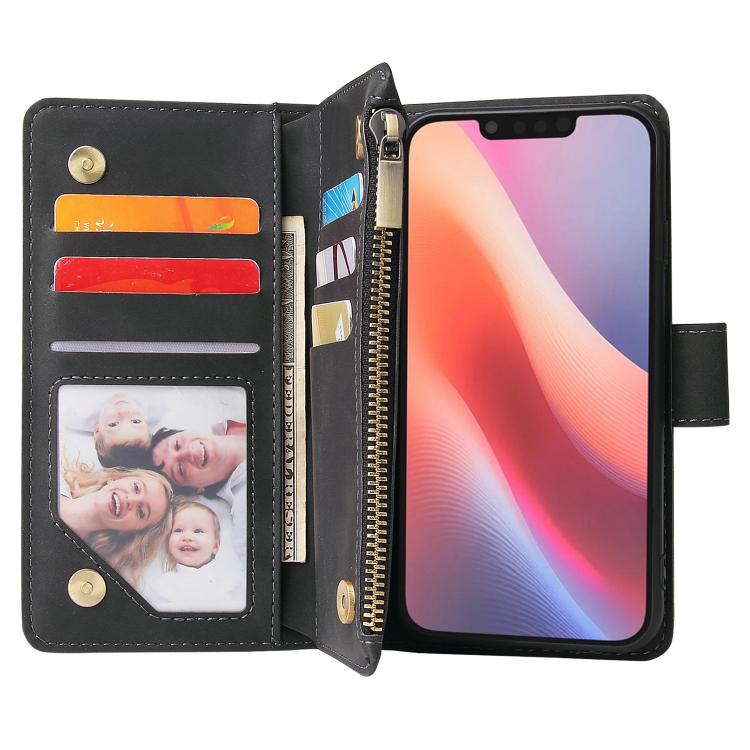 For iPhone 16e Multifunctional Multi-Card Wallet Phone Leather Case(Black) by bashfashion
