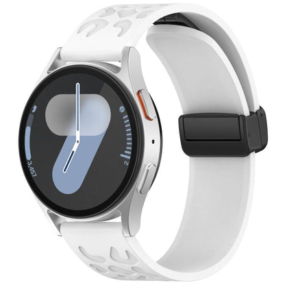 20mm Kalebol Universal Leopard Print Magnetic Folding Buckle Silicone Strap(White) by Kalebol