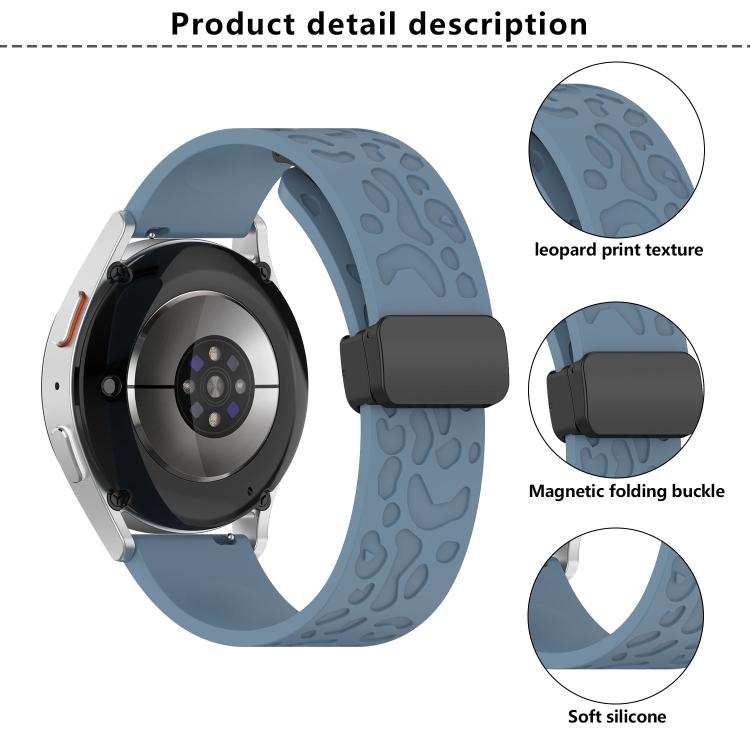 20mm Kalebol Universal Leopard Print Magnetic Folding Buckle Silicone Strap(White) by Kalebol