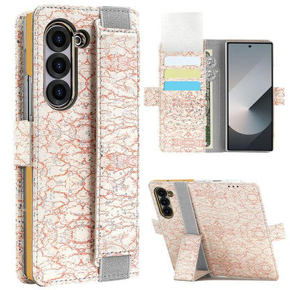 For Samsung Galaxy Z Fold6 VIETAO Integrated Colorful Leather Phone Case with Elastic Bowl Strap(Pink) by VIETAO