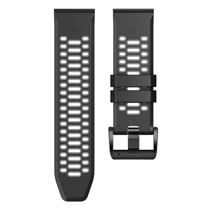 For Garmin Fenix 7X 26mm Kalebol Three Rows Hole Two Color Silicone Watch Band(Black Grey) by Kalebol