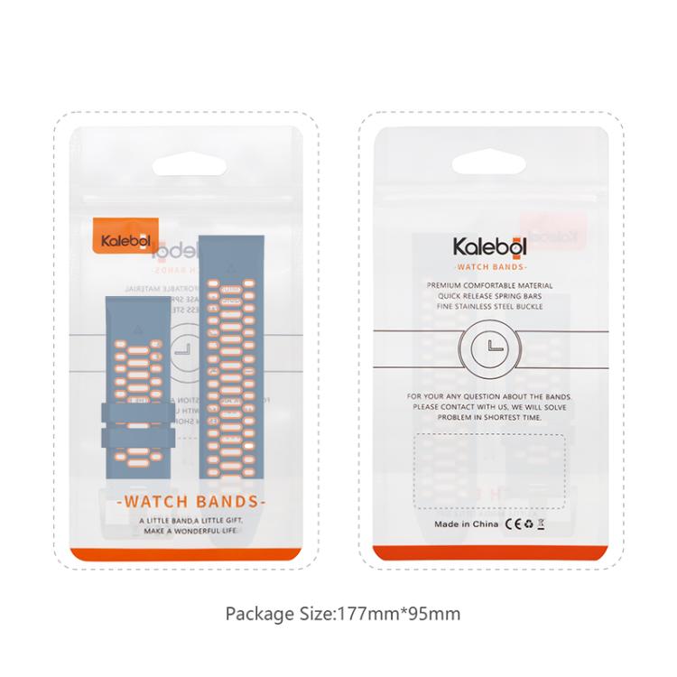 For Garmin Fenix 7X 26mm Kalebol Three Rows Hole Two Color Silicone Watch Band(Dark Grey Orange) by Kalebol