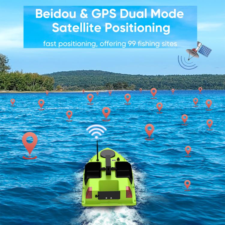 D20 Three Hoppers Smart Control Fishing Bait Boat Support GPS Built-in Light Strip, Plug:EU Plug by bashfashion