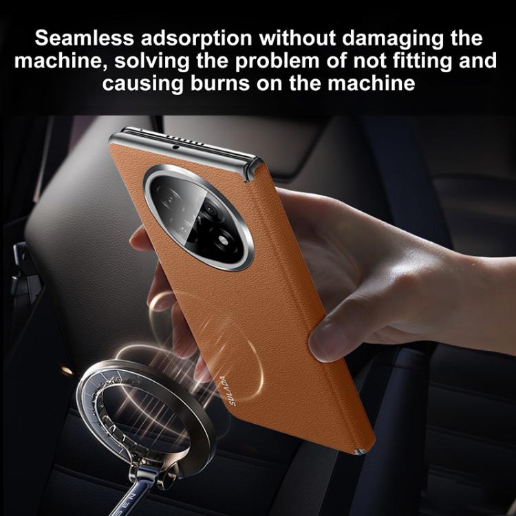 For OPPO Find N5 SULADA Frameless Top Layer Cowhide Leather Hybrid PC Phone Case(Black) by SULADA