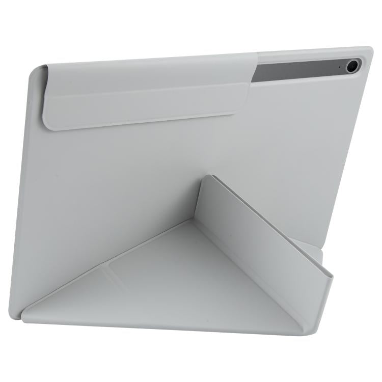 For Samsung Galaxy Tab S10+ / S9 FE+ Fixed Buckle Magnetic Deformation Leather Tablet Case(Grey) by bashfashion