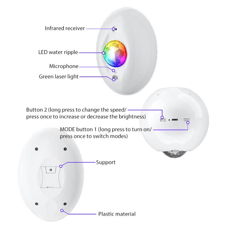 Remote Control Elliptical Starry Projection Lamp Atmosphere Light, Style:Bluetooth Version(White) by bashfashion