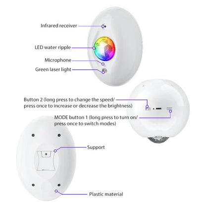 Remote Control Elliptical Starry Projection Lamp Atmosphere Light, Style:Bluetooth Version(White) by bashfashion