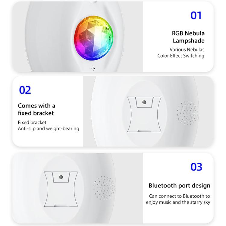 Remote Control Elliptical Starry Projection Lamp Atmosphere Light, Style:Bluetooth Version(White) by bashfashion