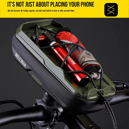WILD MAN GX330 Mountain Bicycle Mobile Phone Holder EVA Hard Shell Handlebar Bag(Army Green) by WILD MAN