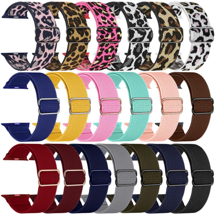 For Apple Watch 38 / 40 / 41 / S10 42mm xDfind Adjustable Slide Buckle Elastic Nylon Watch Band(Black Leopard) by xDfind