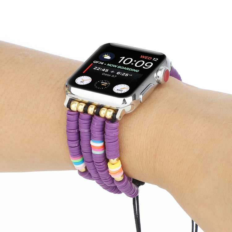 Bohemian Style Soft Ceramic Beaded Strap For Apple Series 7 41mm / 6 & SE & 5 & 4 40mm / 3 & 2 & 1 38mm(Purple) by bashfashion