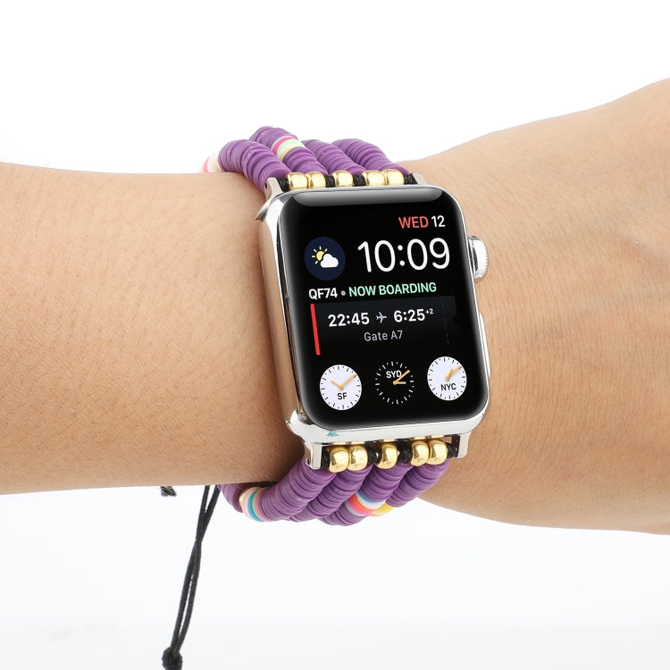Bohemian Style Soft Ceramic Beaded Strap For Apple Series 7 41mm / 6 & SE & 5 & 4 40mm / 3 & 2 & 1 38mm(Purple) by bashfashion