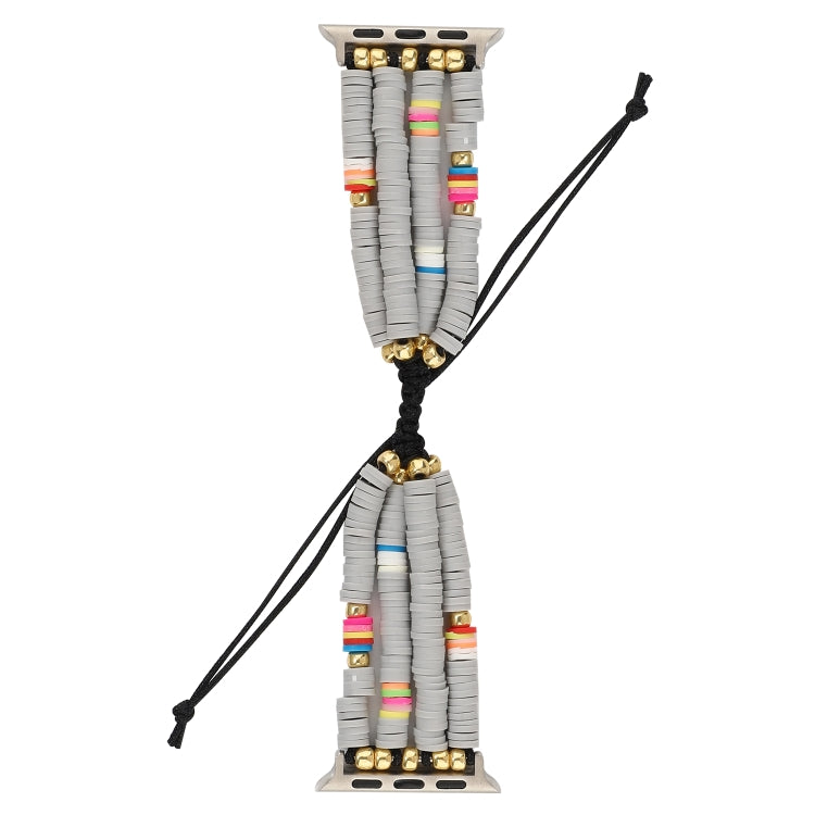Bohemian Style Soft Ceramic Beaded Strap For Apple Series 7 41mm / 6 & SE & 5 & 4 40mm / 3 & 2 & 1 38mm(Grey) by bashfashion