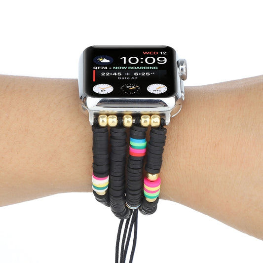 Bohemian Style Soft Ceramic Beaded Strap For Apple Series 7 41mm / 6 & SE & 5 & 4 40mm / 3 & 2 & 1 38mm(Black) by bashfashion