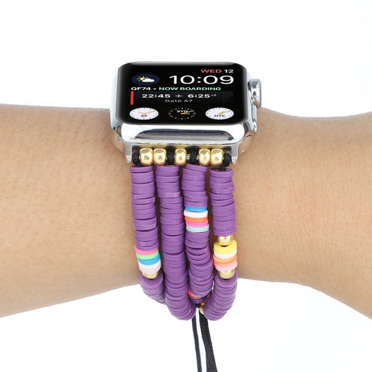 Bohemian Style Soft Ceramic Beaded Strap For Apple Series 7 45mm / 6 & SE & 5 & 4 44mm / 3 & 2 & 1 42mm(Purple) by bashfashion