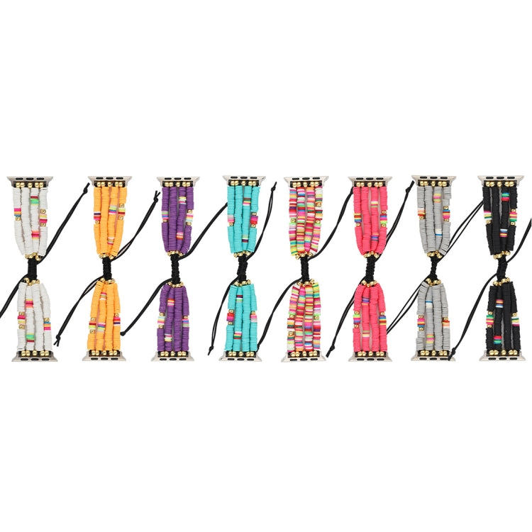 Bohemian Style Soft Ceramic Beaded Strap For Apple Series 7 45mm / 6 & SE & 5 & 4 44mm / 3 & 2 & 1 42mm(Purple) by bashfashion