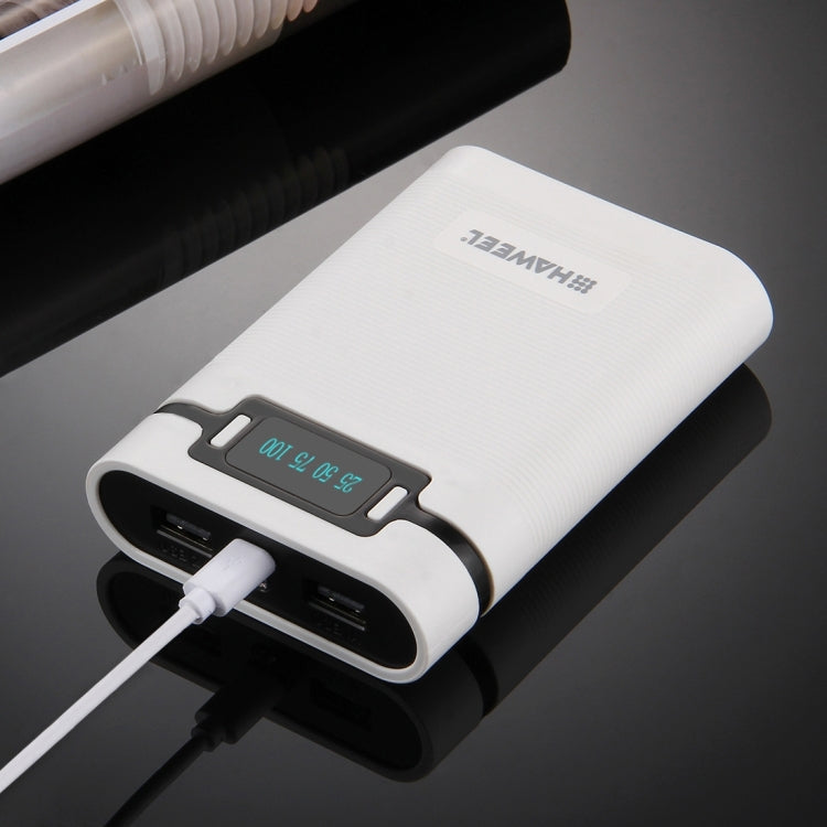 HAWEEL DIY 4 x 18650 Battery (Not Included) 10000mAh Power Bank Shell Box with 2 x USB Output & Display for iPhone, Galaxy, Sony, HTC, Google, Huawei, Xiaomi, Lenovo and other Smartphones(White) by HAWEEL