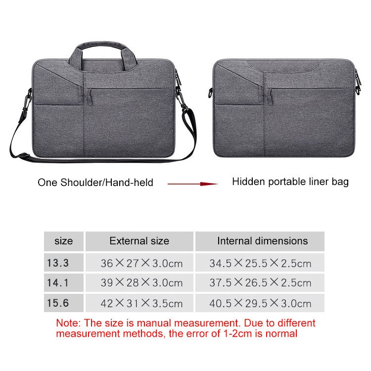 ST02S Waterproof Tear Resistance Hidden Portable Strap One-shoulder Handbag for 15.6 inch Laptops, with Suitcase Belt(Dark Gray) by bashfashion