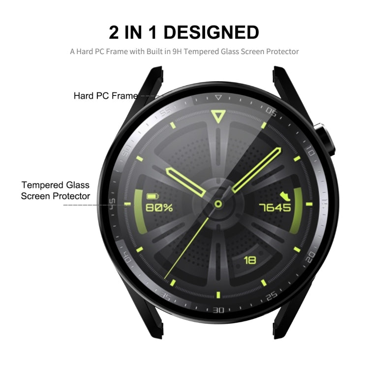 For Huawei Watch GT 3 42mm ENKAY Matte PC Frame + Tempered Glass Protector Case(Black) by ENKAY