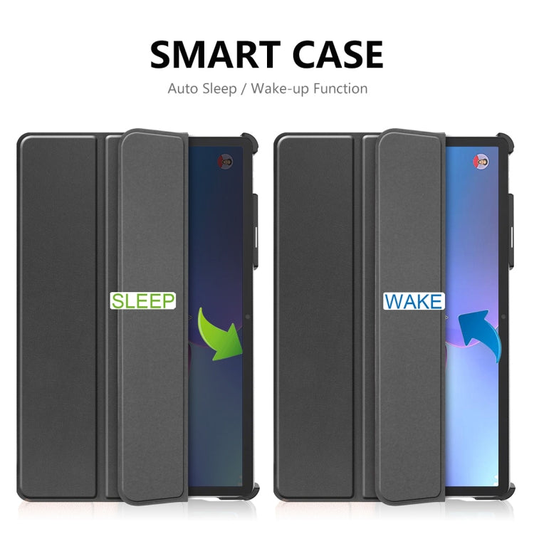 For Lenovo Tab P11 Pro Gen2 11.2 inch 2022 ENKAY Tri-fold Custer Texture Leather Stand Smart Case(Grey) by ENKAY