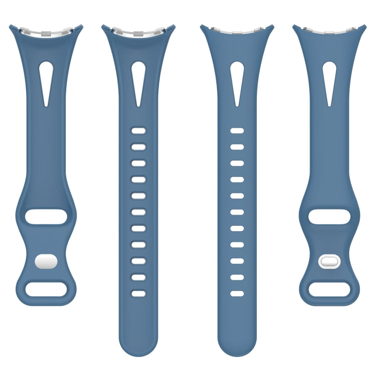 For Google Pixel Watch Water Drop Slimming Butterfly Button Solid Silicone Band(Dark Blue) by bashfashion