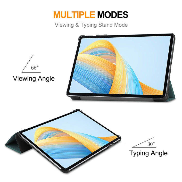 For Honor Pad V8 ENKAY Tri-fold Custer Texture Leather Smart Tablet Case(Dark Green) by ENKAY