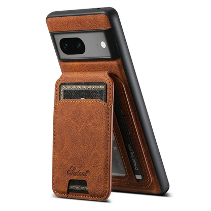 For Google Pixel 7 Suteni H16 Litchi Texture Leather Detachable Wallet Back Phone Case(Brown) by Suteni