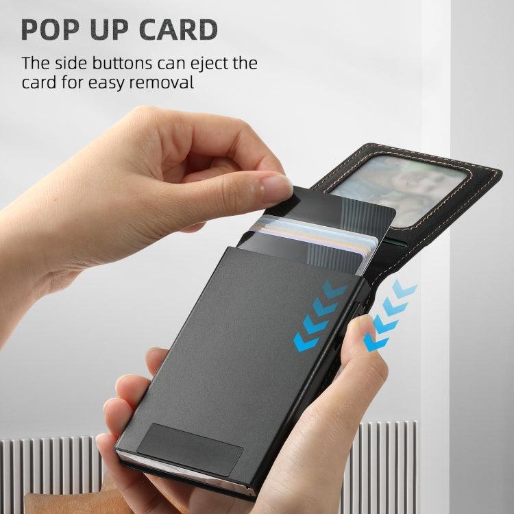 For iPhone 14 Pro Suteni H19 Litchi Grain 2-in-1 MagSafe Removable Card Box Back Phone Case(Black) by Suteni