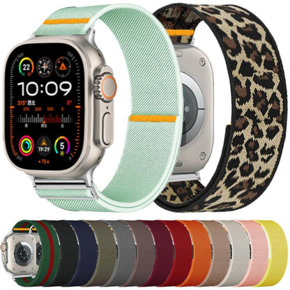 For Apple Watch 46mm / 49mm / 45mm / 44mm Adjustable Single Loop Elastic Nylon Watch Band(Army Green) by bashfashion