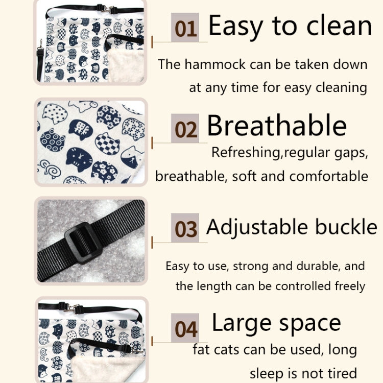 PE-160 Canvas Hanging Cat Cage Hammock Adjustable Length Swing Pet Nest, Size: L(Pink Winning Cat) by bashfashion