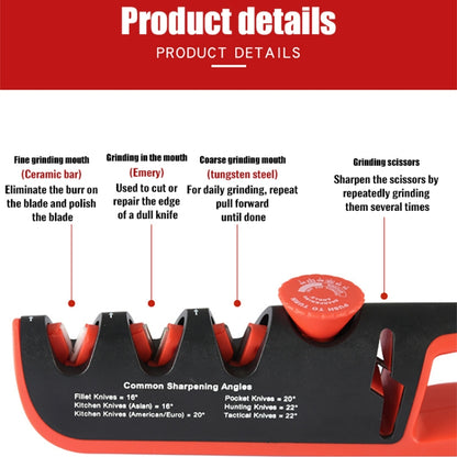 4- In-1 Adjustable Manual Knife Sharpener Multifunctional Knife Sharpener(Gray Red) by bashfashion