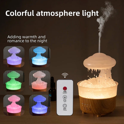 V50 Desktop Colorful Night Light Humidifier Wood Grain Water Drop Aroma Diffuser, Spec: US Plug(White) by bashfashion