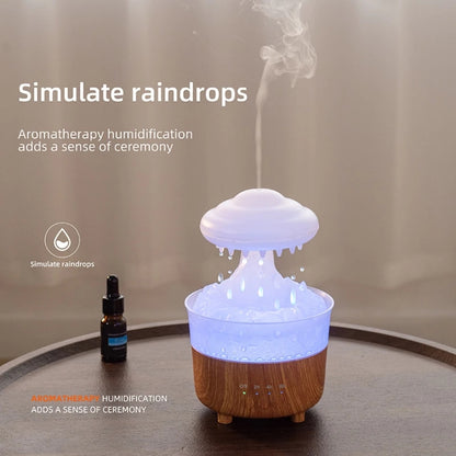 V50 Desktop Colorful Night Light Humidifier Wood Grain Water Drop Aroma Diffuser, Spec: UK Plug(White) by bashfashion