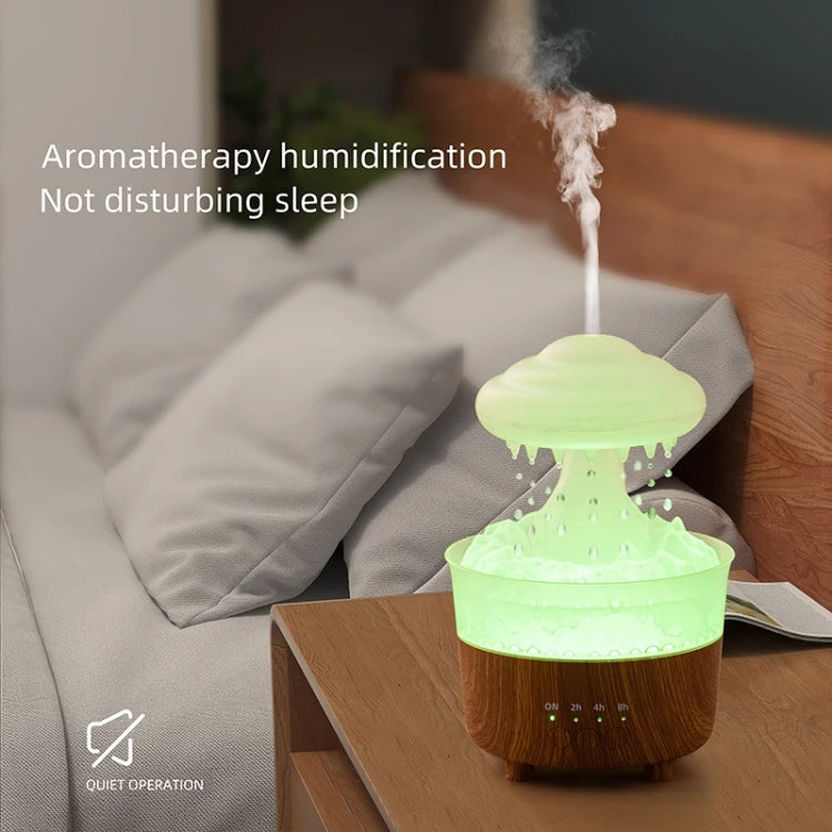 V50 Desktop Colorful Night Light Humidifier Wood Grain Water Drop Aroma Diffuser, Spec: UK Plug(Green) by bashfashion