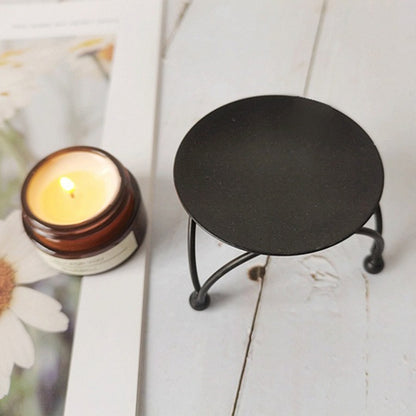 Geometric Three-Dimensional Round Wrought Iron Candle Holder Desktop Ornaments, Color: Black by bashfashion