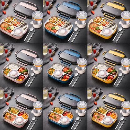 304 Stainless Steel Double-Layer Large-Capacity Portable Lunch Box, Color: Ink Pink(Large 5 Grid) by bashfashion