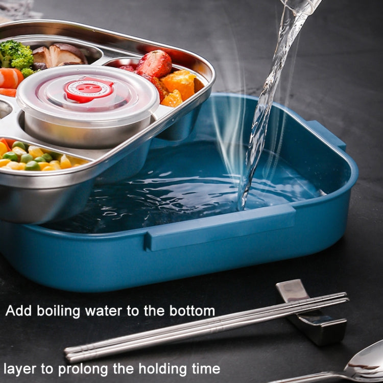 304 Stainless Steel Double-Layer Large-Capacity Portable Lunch Box, Color: Ink Pink(Large 5 Grid) by bashfashion