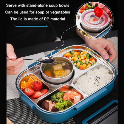 304 Stainless Steel Double-Layer Large-Capacity Portable Lunch Box, Color: Ink Pink(Large 5 Grid) by bashfashion