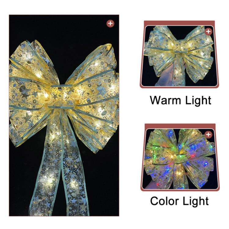 Christmas LED Lights Bronzing Double Ribbon String Lights, Specification: 10m(Gold Red Color Light) by bashfashion