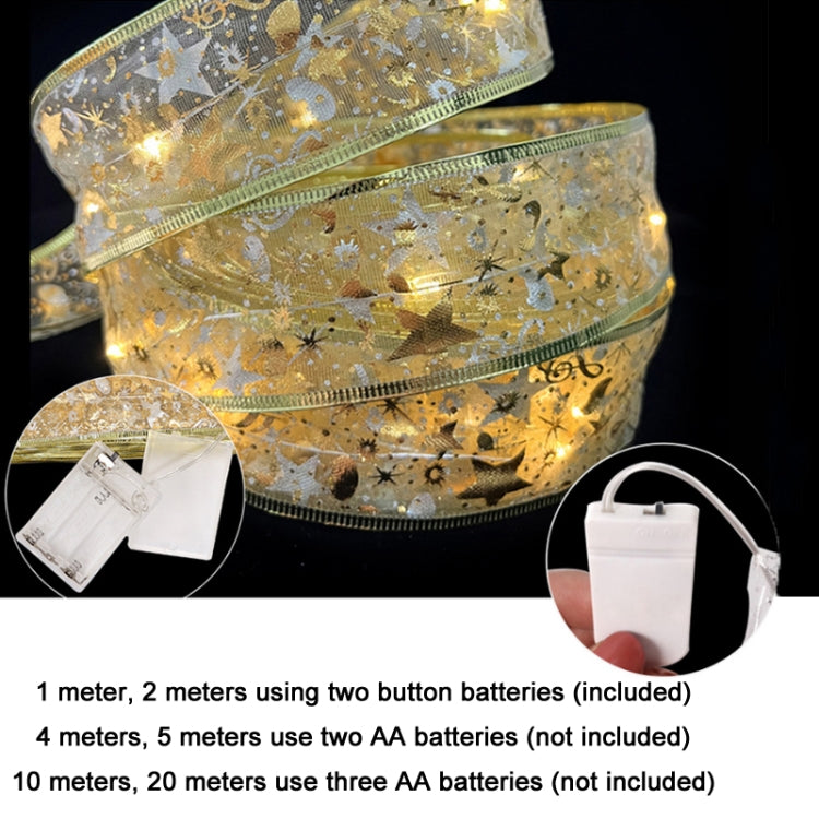 Christmas LED Lights Bronzing Double Ribbon String Lights, Specification: 5m(Silver Warm Light) by bashfashion