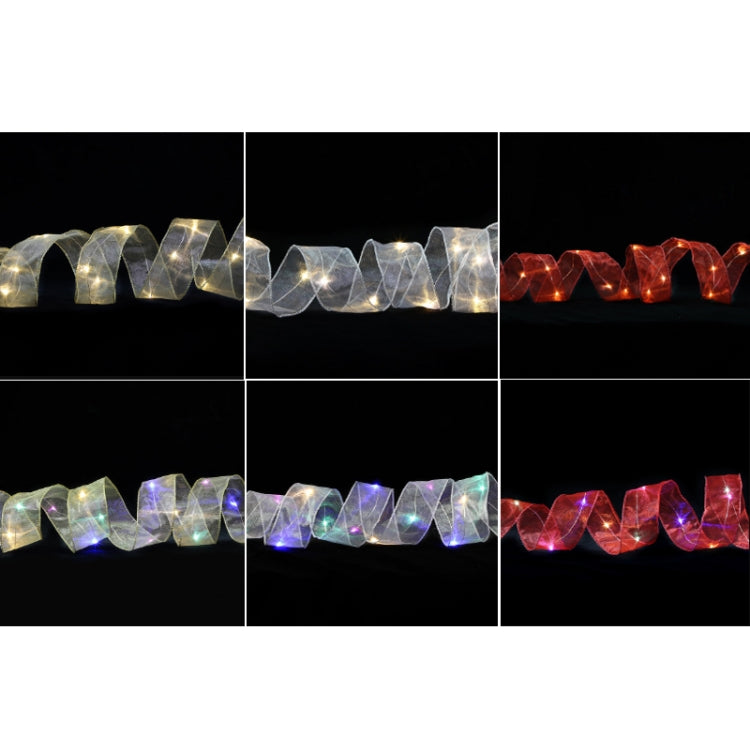 Christmas Ornament Double Light Board Yarn Ribbon String Lights, Specification: 20m(Red Color Light) by bashfashion