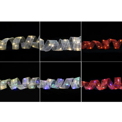 Christmas Ornament Double Light Board Yarn Ribbon String Lights, Specification: 2m(Silver Warm Light) by bashfashion