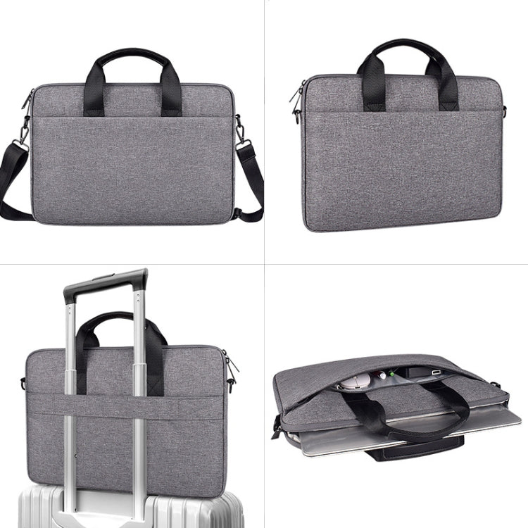 ST09 Portable Single-shoulder Laptop Bag, Size: 14.1-15.4 inches(Gray with Shoulder Strap) by bashfashion